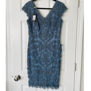 NWT Tadashi Shoji Blue Lace Dress ATY1304MZ - Size 10 $368